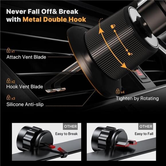 Phone Holders for Your Car with Metal Hook Clip, Air Vent Cell Phone Stand - Picture 2 of 6